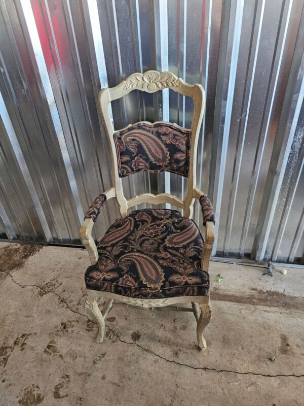 Cream Chair With Dark Blue Paisley Print